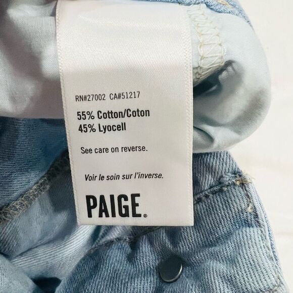 PAIGE light wash pleated trouser cuff jeans size 27 - Picture 10 of 12